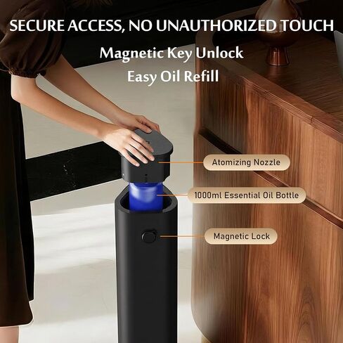 Waterless Essential Oil Diffuser, 9000 Sq Ft Large Coverage Scent Diffuser with Bluetooth App Control,1000ml Smart Aromatherapy Diffuser for Home, Hotel Collection, Alloy Body with 9-Color Light in Saudi Arabia