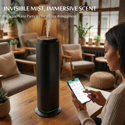 Waterless Essential Oil Diffuser, 9000 Sq Ft Large Coverage Scent Diffuser with Bluetooth App Control,1000ml Smart Aromatherapy Diffuser for Home, Hotel Collection, Alloy Body with 9-Color Light in Saudi Arabia