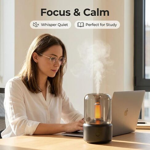 LONCIN Essential Oil Diffuser, 120ml Aromatherapy Diffuser with Auto Shut-Off Function, Ultrasonic Diffusers for Essential Oils, Cool Mist Humidifier with Warm Lights, for Home & Office in Saudi Arabia