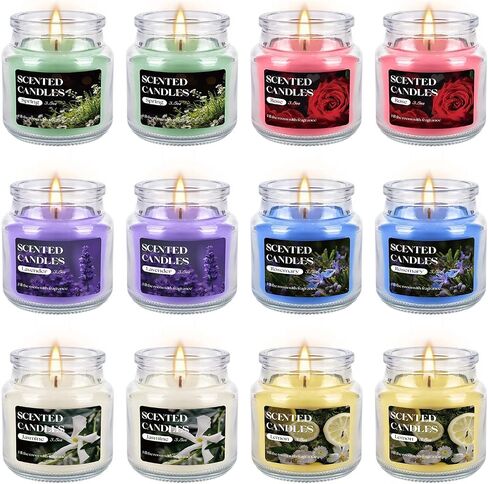 12-Pack 3.5oz Scented Candles Gift Set - Natural Soy Wax, Cotton Wick Aromatherapy Candles, Six Different Fragrances for Home Decor & Perfect Summer Gifts. in Saudi Arabia
