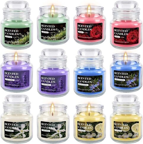 12-Pack 3.5oz Scented Candles Gift Set - Natural Soy Wax, Cotton Wick Aromatherapy Candles, Six Different Fragrances for Home Decor & Perfect Summer Gifts. in Saudi Arabia
