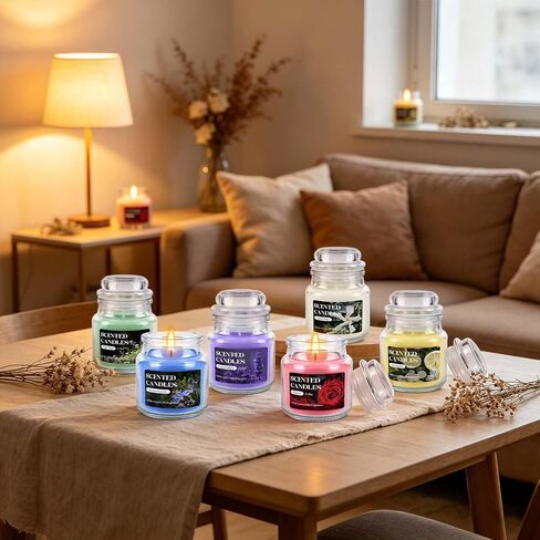 12-Pack 3.5oz Scented Candles Gift Set - Natural Soy Wax, Cotton Wick Aromatherapy Candles, Six Different Fragrances for Home Decor & Perfect Summer Gifts. in Saudi Arabia