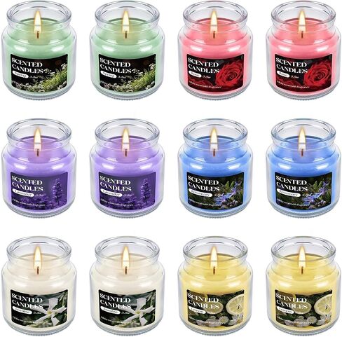 12-Pack 3.5oz Scented Candles Gift Set - Natural Soy Wax, Cotton Wick Aromatherapy Candles, Six Different Fragrances for Home Decor & Perfect Summer Gifts. in Saudi Arabia