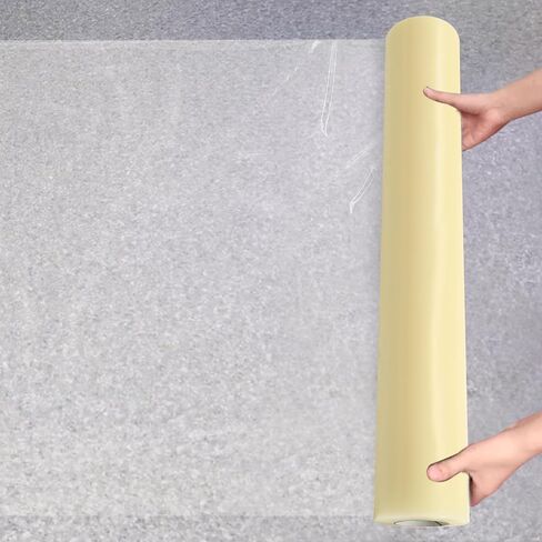 36" * 500" Floor Protection Film, Waterproof Plastic Covering for Stairs, Self-Adhesive Carpet Protector Film, Clear Floor Covering for Stair Painting Walls in Kuwait