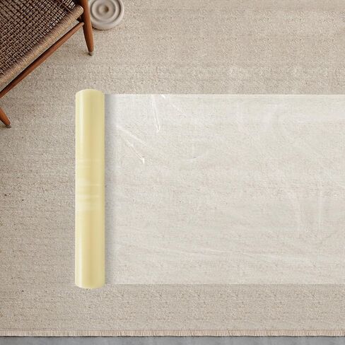 36" * 500" Floor Protection Film, Waterproof Plastic Covering for Stairs, Self-Adhesive Carpet Protector Film, Clear Floor Covering for Stair Painting Walls in Kuwait