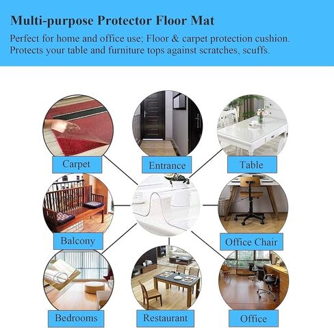 Plastic Eco-Friendly Carpet Runner for Hallway/Entrance,Crystal Clear Vinyl Roll Carpet Cover for Low Pile Rugs - 1m/3m/5m/7m Long(120x200cm/3.9x6.6ft) in Saudi Arabia