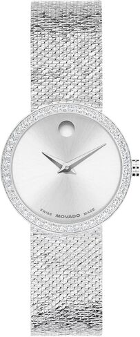 ساعة كوارتز نسائية من Movado Museum Velura – هيكل دائري من الماس 25 ملم، سوار – تصميم كلاسيكي حديث – هدية لها in Kuwait