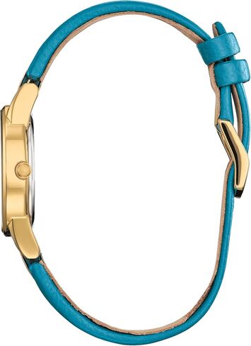 Citizen Eco-Drive Ladies' Disney Aladdin 30th Anniversary, Princess Jasmine Teal Leather Strap Watch and Pin Gift Set, Mother-of-Pearl Dial, Crystals, 30mm (Model: GA1072-07D) in Kuwait