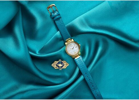 Citizen Eco-Drive Ladies' Disney Aladdin 30th Anniversary, Princess Jasmine Teal Leather Strap Watch and Pin Gift Set, Mother-of-Pearl Dial, Crystals, 30mm (Model: GA1072-07D) in Kuwait