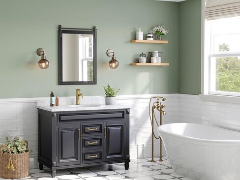 Brightify Farmhouse Bathroom Wall Mirror 22"x30" Black Rustic Wall Mirror with Solid Fir Wood Frame, Barn Door Style Mirror for Bathroom Over Sink, Entryway, Living Room, Bedroom, Easy Hanging in Saudi Arabia