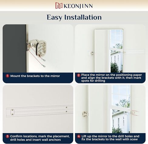 Keonjinn 24 x 36 Inch Pivot Mirror Bathroom, Brushed Nickel Tilt Mirror Bathroom for Wall, Beveled Pivot Rectangle Mirrors for Over Sink, Farmhouse Metal Framed Vanity Mirrors, Horizontal/Vertical in Saudi Arabia