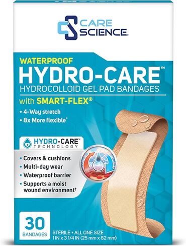 Care Science Hydrocolloid Gel Pad Bandages with Smart-Flex, 1 in x 3 1/4 in 30 ct | for First Aid and Wound Care in Kuwait