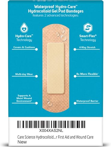 Care Science Hydrocolloid Gel Pad Bandages with Smart-Flex, 1 in x 3 1/4 in 30 ct | for First Aid and Wound Care in Kuwait