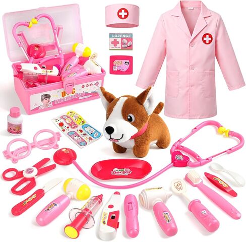 Doctor Kit for Kids Toys Toddler Girls Boys for 3 4 5 Year Old Pretend Play Dress Up Educational Dentist Doctor Set Costume Stethoscope Medical Kit Role Play Birthday Gifts for 2 3 4 5 6 in Saudi Arabia