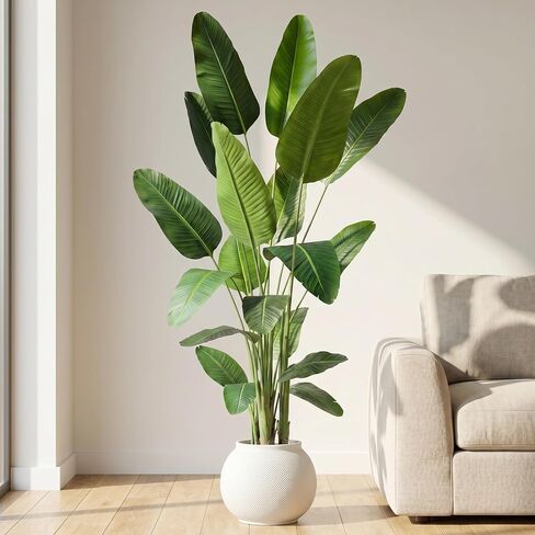 Premium 6FT Artificial Bird of Paradise Tree – 3Trunks & 11 High-Density Bendable Leaves Tall Faux Floor Plant with Stable Base – Odorless Fake Tropical Palm Plant for Indoor Home Decor, Office in Saudi Arabia