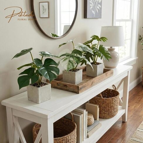 3pcs Small Fake Plants Artificial Begonia Leaves Faux Plants Indoor for Office Desk Shelf Bathroom Home Decor (3Pcs White Green) in Saudi Arabia