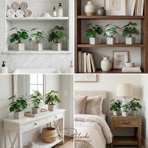 3pcs Small Fake Plants Artificial Begonia Leaves Faux Plants Indoor for Office Desk Shelf Bathroom Home Decor (3Pcs White Green) in Saudi Arabia