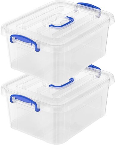 WYT 9 Quart Clear Storage Latch Bins with Lids/Handle, Plastic Clear Stackable Box, 9-Liter (2 Pack) in Kuwait