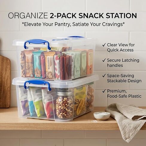WYT 9 Quart Clear Storage Latch Bins with Lids/Handle, Plastic Clear Stackable Box, 9-Liter (2 Pack) in Kuwait