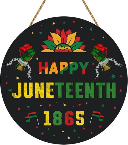ديكورات الباب من Juneteenth Happy 1865 Juneteenth علامة معلقة أكاليل خشبية لشماعة الباب الأمامي لحفلة يوم الحرية والاحتفال بالمهرجان الأمريكي الأفريقي وديكور جدار المنزل الداخلي in Kuwait