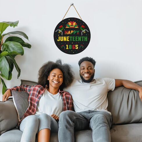 ديكورات الباب من Juneteenth Happy 1865 Juneteenth علامة معلقة أكاليل خشبية لشماعة الباب الأمامي لحفلة يوم الحرية والاحتفال بالمهرجان الأمريكي الأفريقي وديكور جدار المنزل الداخلي in Kuwait