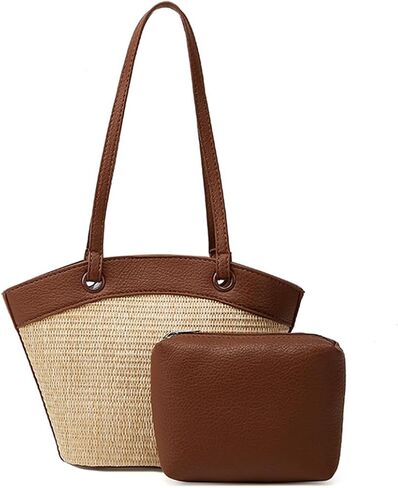 Small Style French Retro Straw Beach Tote for Women, Classic Woven Shoulder Bags, Travel Bag with Inner Liner in Saudi Arabia