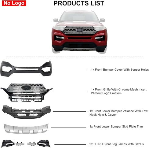 طقم غلاف المصد الأمامي بديل غير مصقول لعام 2011 2012 2013 2014 2015 Ford Explorer W/O Sensor Hole #BB5Z17626BB ، BB5Z8A284AA ، BB5Z8200CA in Kuwait