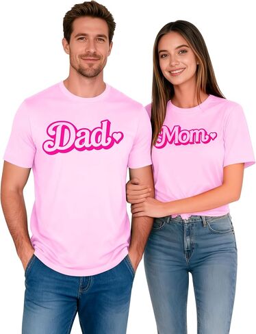 Dad Shirt Mom Shirts Pink Birthday Girl Matching Family Tshirts Cute Girls Boys Birthday Party Casual Tee Tops in Saudi Arabia