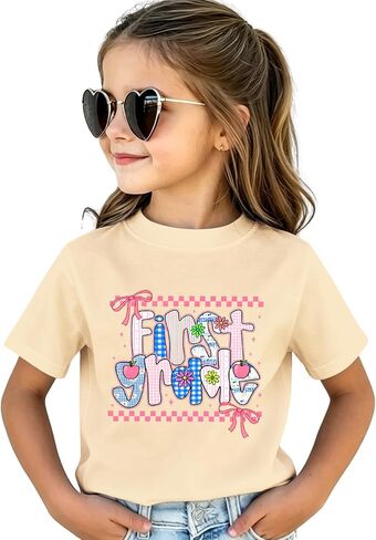 Bow First Day of School Shirt for Kid Toddler Girls Kindergarten 1st 2nd Grade T-Shirts Back to School Tees Tops in Saudi Arabia