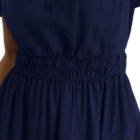 Rainday Womens Casual Maxi Dresses Fashion Holiday Short Sleeved Elastic Waist Beach Boho Dress with Pockets in Saudi Arabia