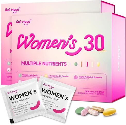 Women's Daily Vitamin Packs – All-in-One Multivitamin with Probiotics, D3+K2, NR1000, Ashwagandha & Minerals for Energy, Stress, Gut & Hormone Balance – 30 Day Travel Essentials for Women’s Health in Kuwait