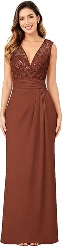 Lace Mother of the Bride Dress V Neck Sleeveless Pleated Chiffon Wedding Guest Dresses for Women in Saudi Arabia