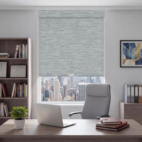 No Drill Blinds for Indoor Windows, Light Filtering Roller Shades,3% Openness Solar Screen Semi Sheer Roller Blinds UV Protection for Office and Home,Easy to Install.46 W x 36" H,Gray in Saudi Arabia