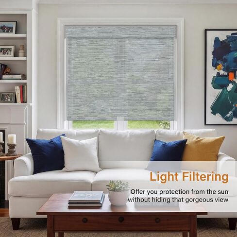 No Drill Blinds for Indoor Windows, Light Filtering Roller Shades,3% Openness Solar Screen Semi Sheer Roller Blinds UV Protection for Office and Home,Easy to Install.46 W x 36" H,Gray in Saudi Arabia