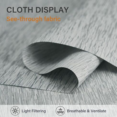 No Drill Blinds for Indoor Windows, Light Filtering Roller Shades,3% Openness Solar Screen Semi Sheer Roller Blinds UV Protection for Office and Home,Easy to Install.46 W x 36" H,Gray in Saudi Arabia