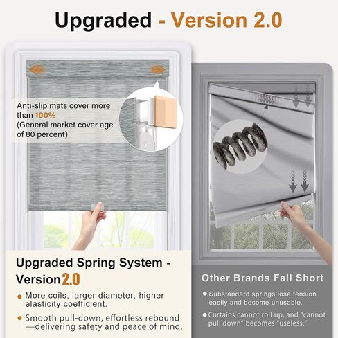 No Drill Blinds for Indoor Windows, Light Filtering Roller Shades,3% Openness Solar Screen Semi Sheer Roller Blinds UV Protection for Office and Home,Easy to Install.46 W x 36" H,Gray in Saudi Arabia