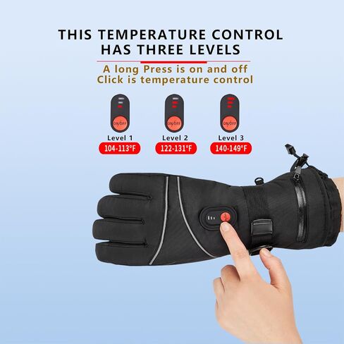 Heated Gloves Hand Warmer for Men Women, 3 Levels Waterproof Touchscreen Rechargeable Electric Gloves for Cold Storage Freezer Skiing Motorcycle Hunting Cycling Hiking Fishing Work in Saudi Arabia