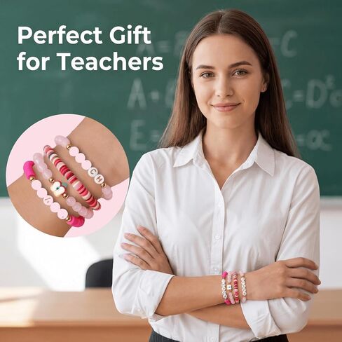 Teacher Gifts for Women, 4Pcs Apple Charm Teacher Bracelet Set with Gift Message Card, Back to School Supplies Teacher Supplies for Preschool Kindergarten Elementary Teachers in Saudi Arabia