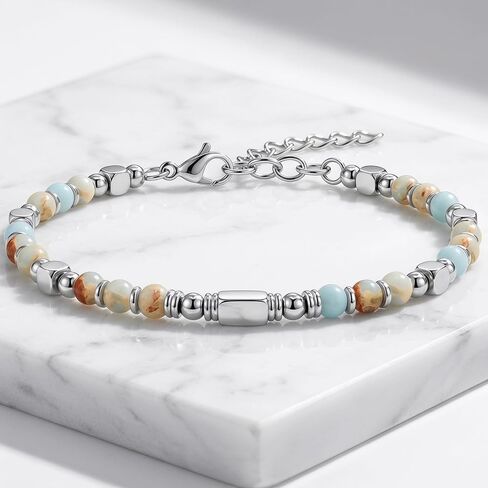 Women's Adjustable Beaded Bracelets, Boho Stackable Natural Stone Bracelet Set, Non-Tarnish Gift in Kuwait