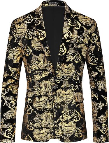 Men's Floral Velvet Tuxedo Blazer, Slim Fit Gold Paisley Printed Dinner Jacket, Luxury Formal Dress Tuxedo for Men in Saudi Arabia