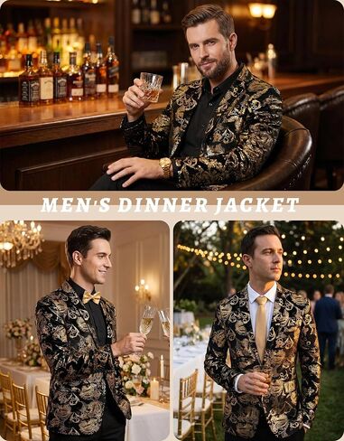 Men's Floral Velvet Tuxedo Blazer, Slim Fit Gold Paisley Printed Dinner Jacket, Luxury Formal Dress Tuxedo for Men in Saudi Arabia