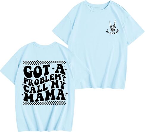 Boy's Funny Sayings Shirts Mamas Boy Graphic Tees Slogan Humor Skeleton Hands T-Shirts Kids Casual Short Sleeve Tops in Saudi Arabia