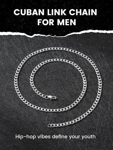 KeyStyle Chunky Cuban Chains for Men,Stainless Steel Figaro Chain Necklace, Venetian Chain Curb Chain Hip Hop Jewelry,3/4/6/9/12/14mm Width,14-30 inch Length, Black/Gold Plated/Silver in Saudi Arabia