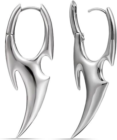 PUNKYOUTH Sharp Line Fluid Curve Earrings 18G 1mm Piercing Jewelry Edgy Minimalist Modern Claw Spike Huggie Hoop Dangle Drop For Women Men Polished Statement Everyday Wear Fashion Accessories in Saudi Arabia