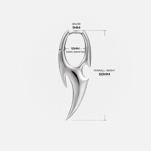 PUNKYOUTH Sharp Line Fluid Curve Earrings 18G 1mm Piercing Jewelry Edgy Minimalist Modern Claw Spike Huggie Hoop Dangle Drop For Women Men Polished Statement Everyday Wear Fashion Accessories in Saudi Arabia