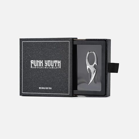 PUNKYOUTH Sharp Line Fluid Curve Earrings 18G 1mm Piercing Jewelry Edgy Minimalist Modern Claw Spike Huggie Hoop Dangle Drop For Women Men Polished Statement Everyday Wear Fashion Accessories in Saudi Arabia