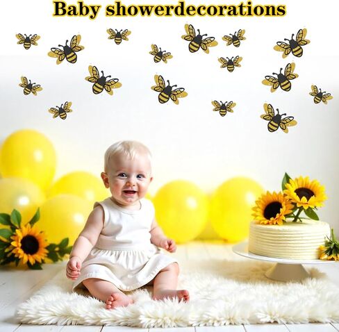 36PCS 3D Bee Stickers, 2 Sizes Realistic Glitter Honeybee Wall Decal Removable Bumble Bees Decor Double Layer Honey Bee Clings for Party Home Windows in Saudi Arabia