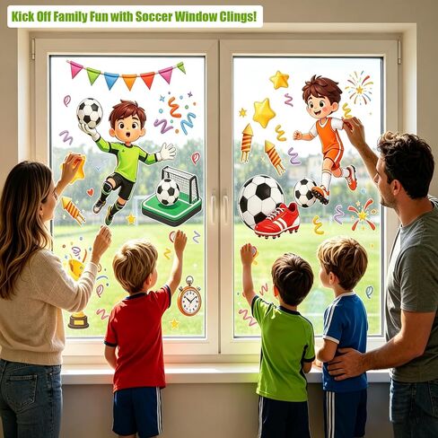 2026 USA Soccer Window Clings Stickers for Kids - 8 Sheets Reusable No Glue Static Clings for 2026 Viewing Party, Perfect for Glass Windows, Soccer Decor for USA 2026, Kids Love It! in Saudi Arabia