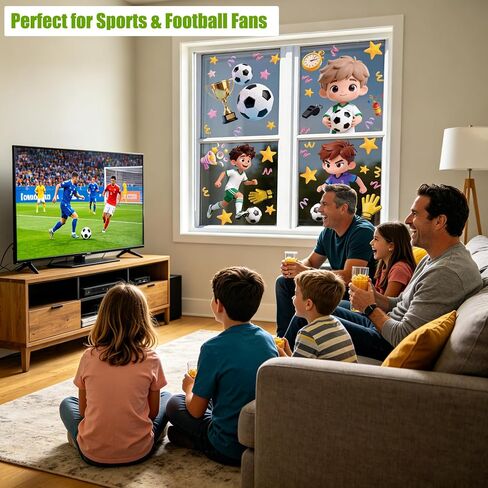 2026 USA Soccer Window Clings Stickers for Kids - 8 Sheets Reusable No Glue Static Clings for 2026 Viewing Party, Perfect for Glass Windows, Soccer Decor for USA 2026, Kids Love It! in Saudi Arabia