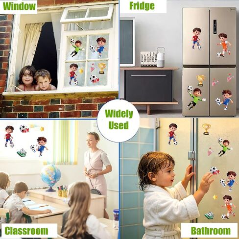2026 USA Soccer Window Clings Stickers for Kids - 8 Sheets Reusable No Glue Static Clings for 2026 Viewing Party, Perfect for Glass Windows, Soccer Decor for USA 2026, Kids Love It! in Saudi Arabia
